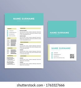 Professional Clean Simple Resume CV And Business Card Template Design Set