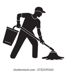 Professional Cleaner Mopping Floor Icon