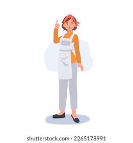 Professional Cleaner. people Character of Lady working as housekeeper is giving some advice, suggestion. Flat vector illustration