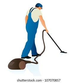 Professional cleaner with vacuum cleaner