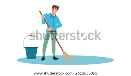 professional cleaner working as a maid cleaning.