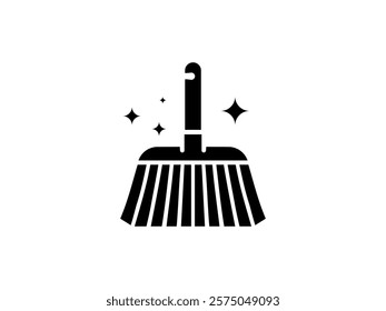 Professional Cleaning Broom Icon Vector for Home and Commercial Use, unique clean broom icon