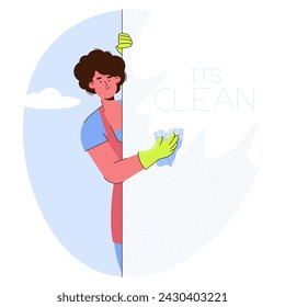 Professional cleaning characters flat vector illustration. Cartoon cleaning team washing, holding stuff, removing dust. Clean service and concept
