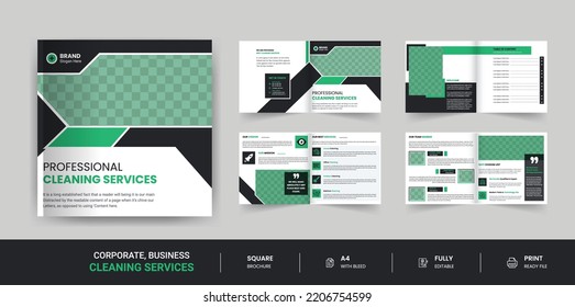 Professional cleaning company square 8 Pages brochure template design