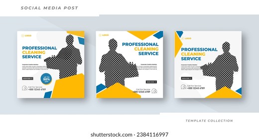 Professional Cleaning service business promotion social media post banner template design. Housekeeping, wash, clean or repair service. Cleaning service marketing post banner design.