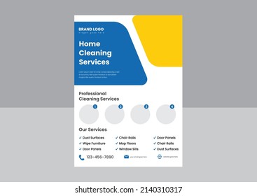 professional cleaning service flyer poster template. home and office cleaning service poster leaflet design template.
