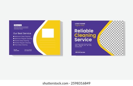 Professional cleaning service postcard template design