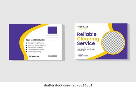 Professional cleaning service postcard template design