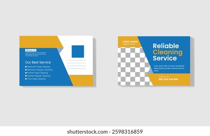 Professional cleaning service postcard template design