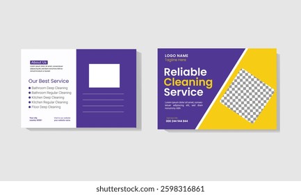 Professional cleaning service postcard template design