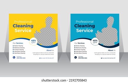 Professional Cleaning Service Social Media Banner Stock Vector (Royalty ...