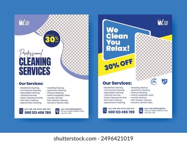 Professional cleaning services print flyer and poster template, Home Maid service, cleaning leaflet, pamphlet, housekeeper business promotional marketing flyer design