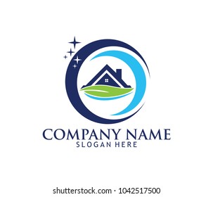 professional cleaning washing service household maintenance vector logo design