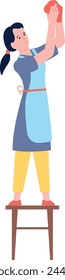 Professional cleaning worker housekeeping. Maid color character