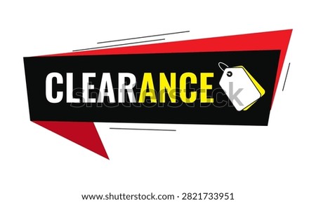 Professional clearance sale vector banner with price tag symbol for retail promotions and discount campaigns. Editable EPS 10 illustration isolated on a white background. Perfect for ecommerce websites, supermarkets, shopping malls, fashion stores, online shops, and commercial advertising.
