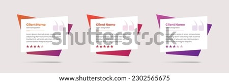 Professional client feedback card with colorful gradient and rating stars