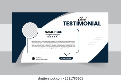 Professional client testimonial design, creative client testimonial template design, modern client testimonial.