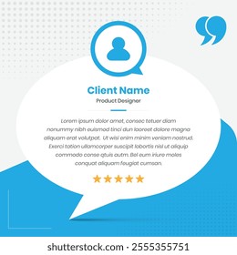 Professional client testimonial and review or quote presentation social media post template design with star rating