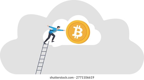 Professional Climbing Ladder to Bitcoin Cloud - Crypto Growth and Investment