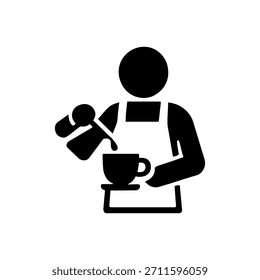 Ícone profissional do fabricante do café Barista isolado no fundo branco