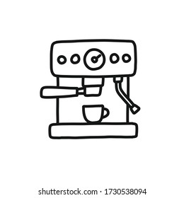 professional coffee machine doodle icon, vector illustration