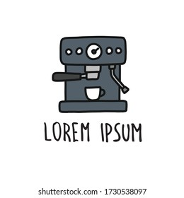 professional coffee machine doodle icon, vector illustration