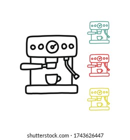 professional coffee machine doodle icon, vector illustration