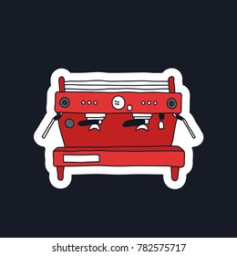 professional coffee machine doodle icon
