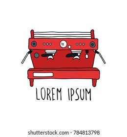 professional coffee machine doodle icon