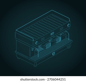 Profesional cafetera isométrica modelo Ilustración vectorial estilizada