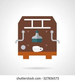 Professional coffee machine with white cup. Cafe equipment. Flat color vector icon. Single element of web design for site or mobile app.