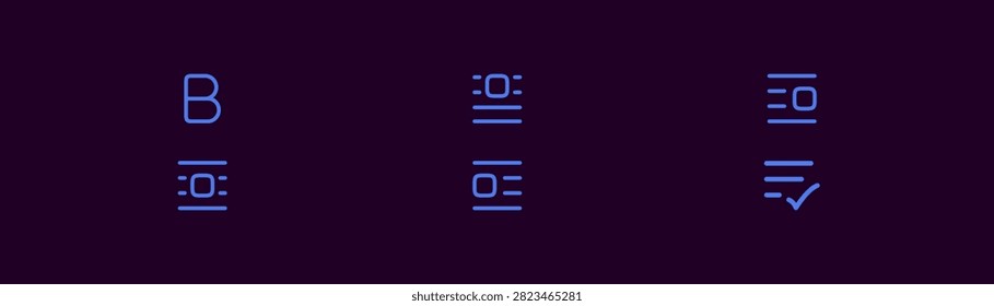 Professional collection of icons for bold styling paragraph adjustment and text selection tools including checkmarks and box markers ideal for word processors CMS platforms and content management systems sleek vector graphics featuring clean lines for high quality digital design projects.