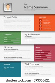 Professional colored resume cv template