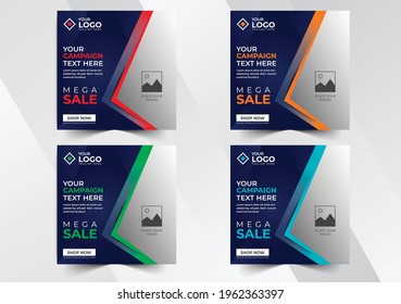 Professional colorful modern and abstract trendy mega sale offer and discount social media post layout and  square web banner.