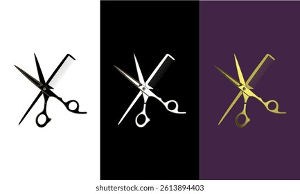 professional combs and scissors for beauty salon