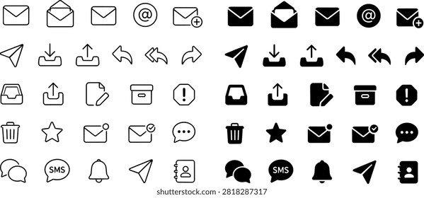 Professional communication glyph iconography featuring messaging notification utility plus silhouette symbol interface on transparent