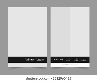 Professional Comp Card Template Model Comp Card