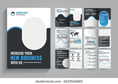 Professional Company Profile Brochure Design, Modern and Creative 12 page  bi fold Business Brochure Template