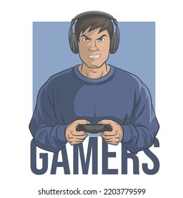 professional computer gamer person. Vector illustration