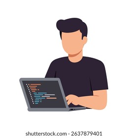 Professional Computer Scientist Programming on Laptop White Background Digital Innovation