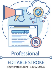 Professional concept icon. CRM subscription tariff idea thin line illustration. Client identity. Customer relationship management. Customer database. Vector isolated outline drawing. Editable stroke