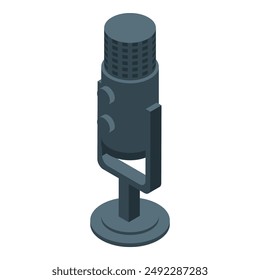 Professional condenser microphone is broadcasting audio content