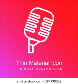 Professional condenser microphone outline red and pink gradient material white icon minimal design