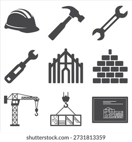 Profesional Ingeniería de la construcción y los iconos del sitio de construcción