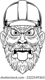 professional construction old man character with creepy style