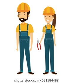 professional construction people characters