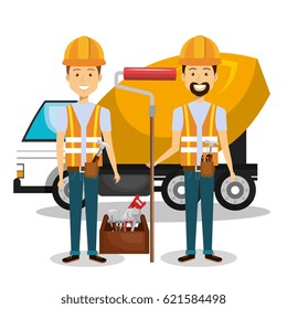 professional construction people characters