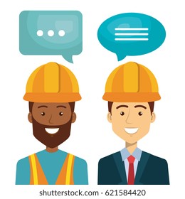 professional construction people characters talking