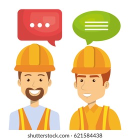 professional construction people characters talking