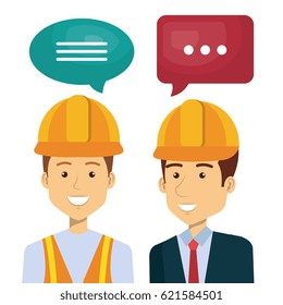 professional construction people characters talking